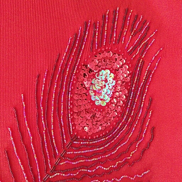 Cute Red Beaded and Sequin Tank Top - Picture 2 of 2